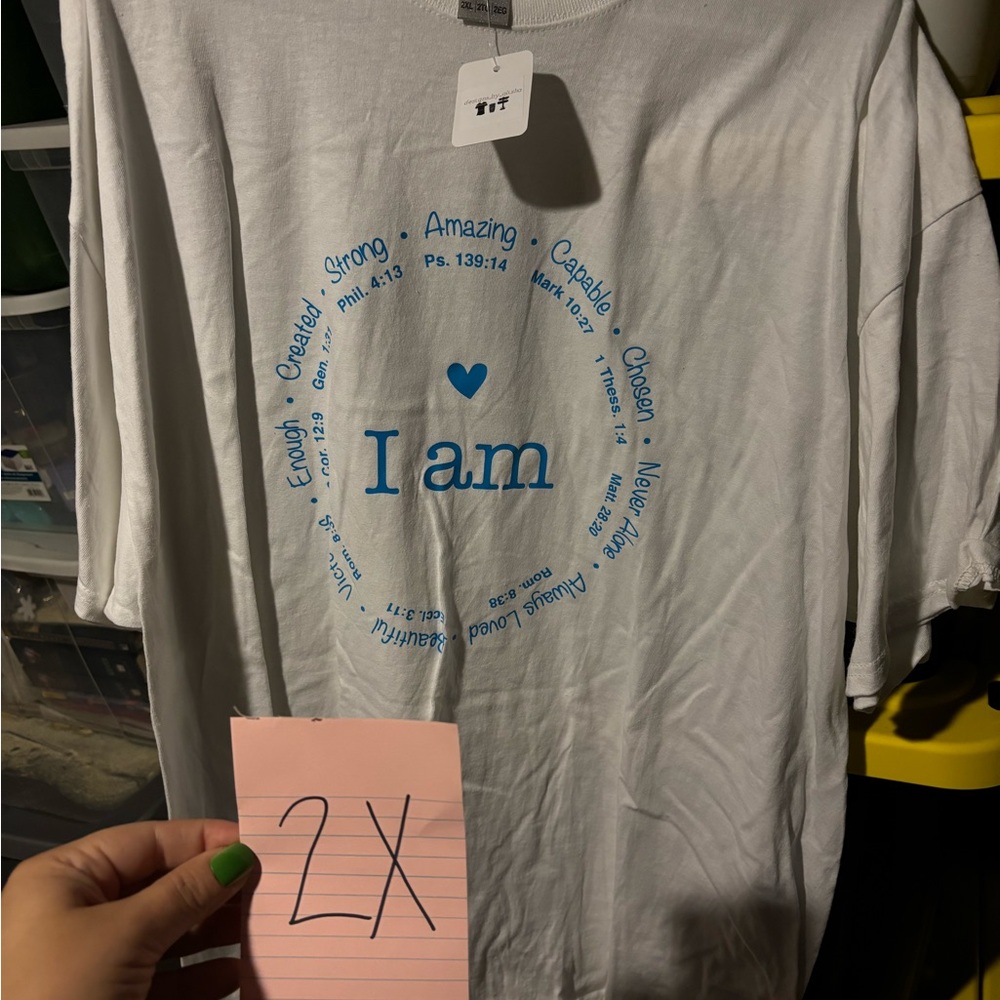 Gildan White and Blue Inspirational Women's Tee